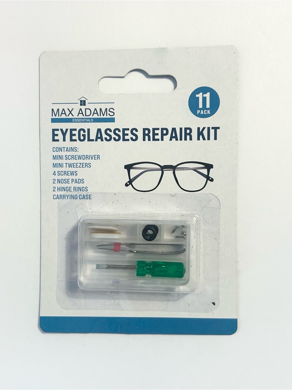 Max Adams Essentials Eyeglasses Repair Kit Compact Set w/Screwdriver Tweezers